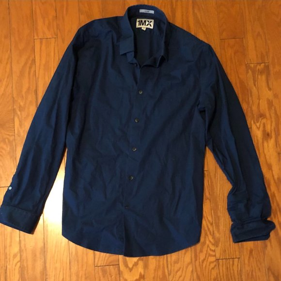 Express Other - Express FITTED 1MX - MEN'S BLUE BUTTON DOWN